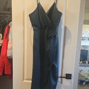 Lulus Elegant Dark Teal Wrap Dress